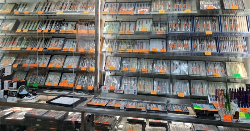 Morita fountain pen shop stock interior