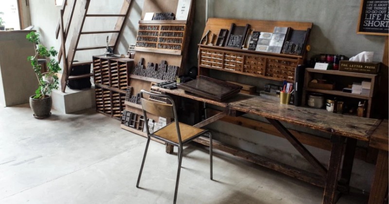 The letter press stationery shop interior