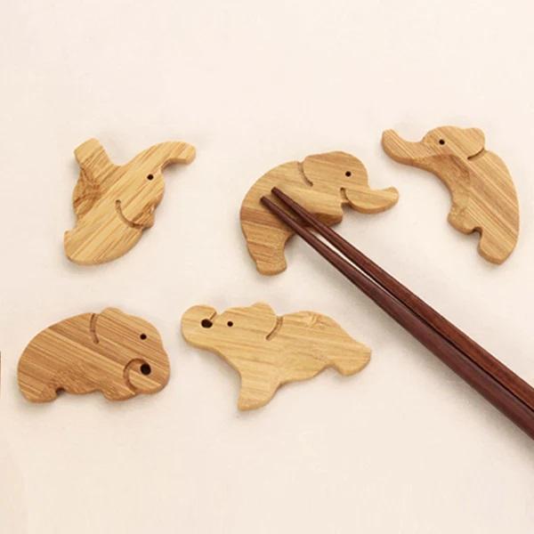 Elephant-shaped Bamboo Chopstick Holders