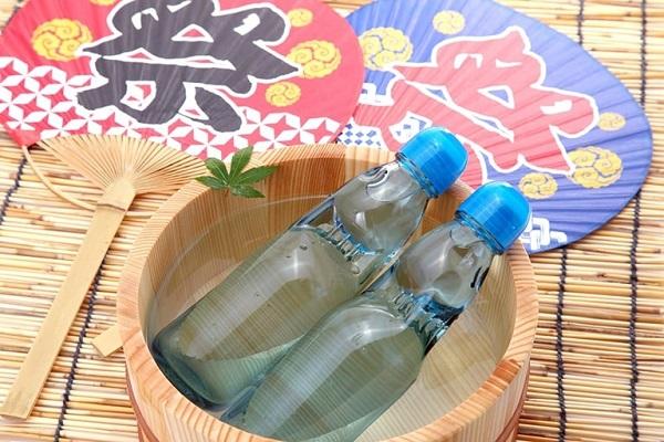 Clear bottles of Ramune