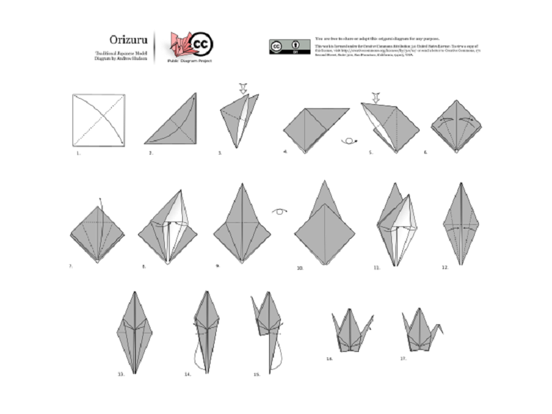 Orizuru origami folding