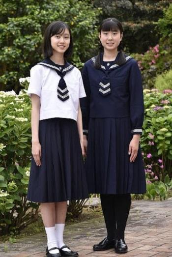 Japanese Girls wearing a Sailor Uniform