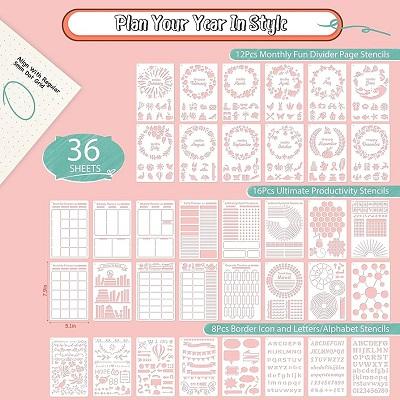 Midenco 36Pcs Bullet Journal Stencils Templates Set