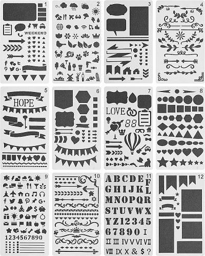 16Pcs Journal Stencils Set - Time Saving Bullet Journaling