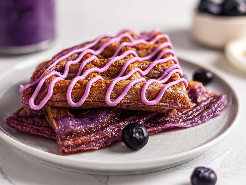 Vegan Ube Mochi Waffle