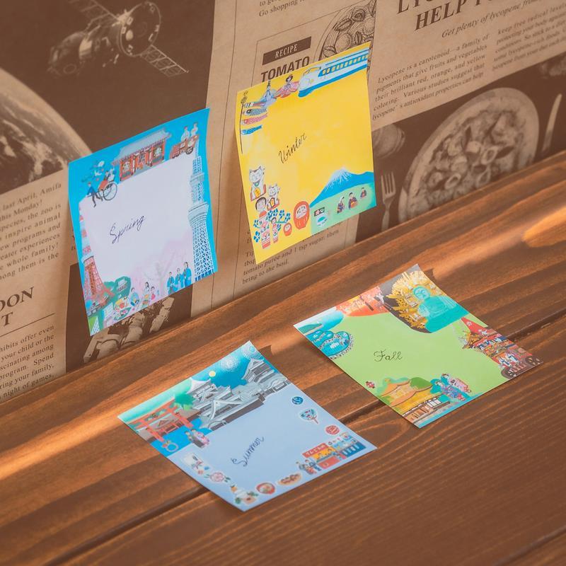 Cozy desk set up with sticky note