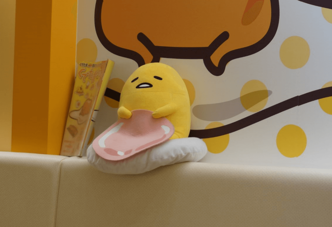 Sleeping Gudetama at Gudetama Cafe, Osaka