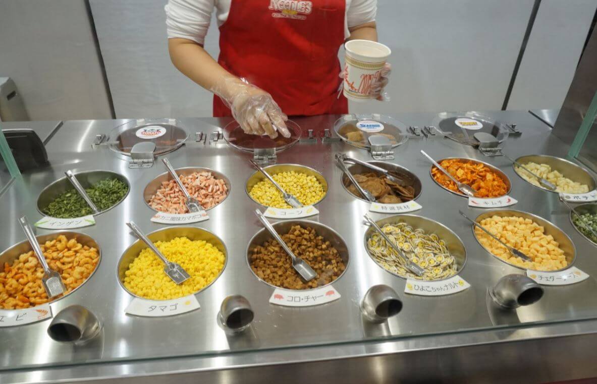 Ramen toppings available at the My CupNoodles Factory at the CupNoodles Museum