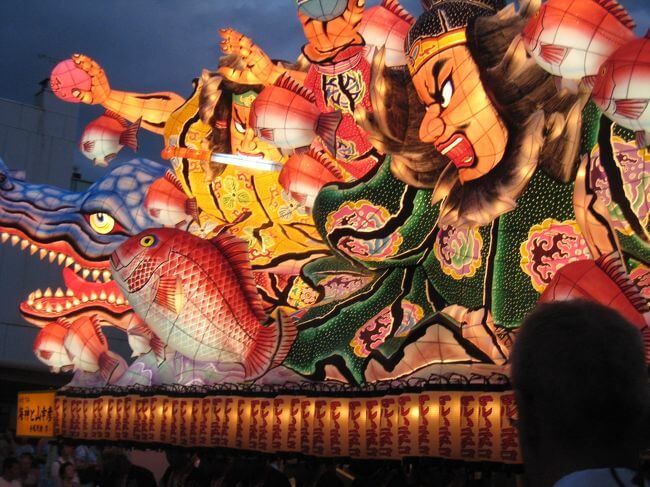 Giant floats, Nebuta, at Aomori Nebuta Matsuri