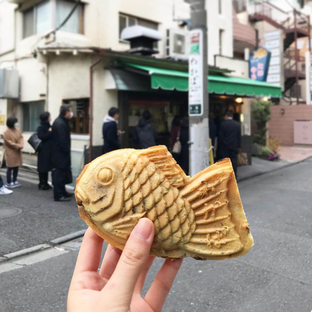 Taikyaki is a fish-shaped waffle filled with anko