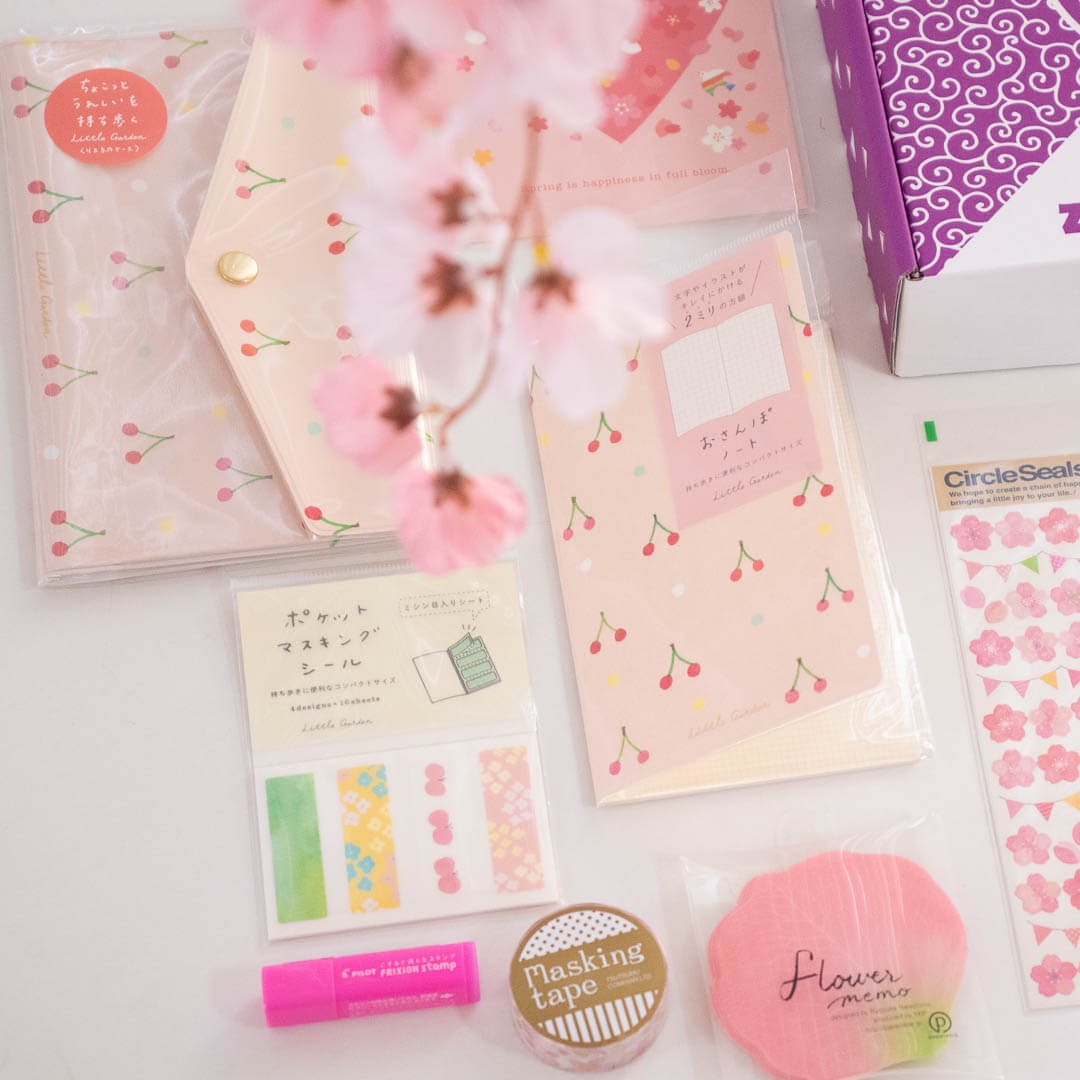 Ryu-Ryu 'Little Garden' items included in April's Sakura Japanese Stationery Pack