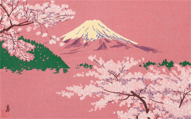 Sakura and Mt Fuji inspired artwork