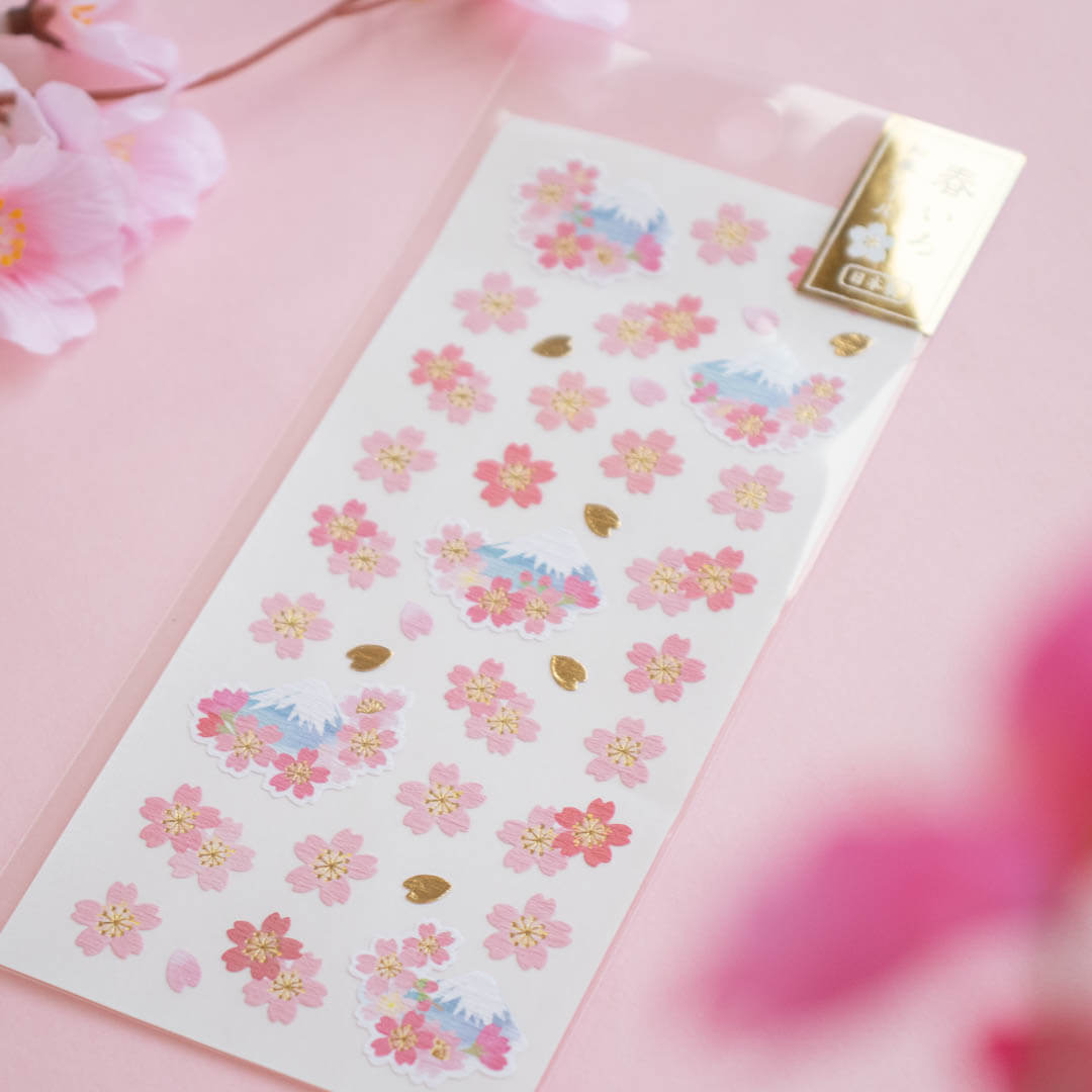 Cute sakura-themed stickers