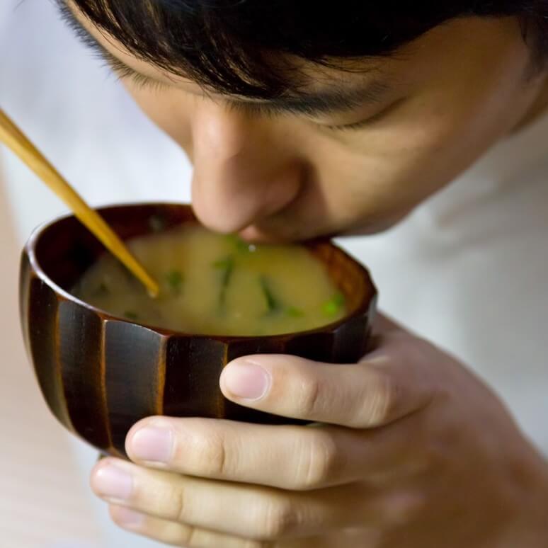 Miso soup is a Japanese cuisine staple