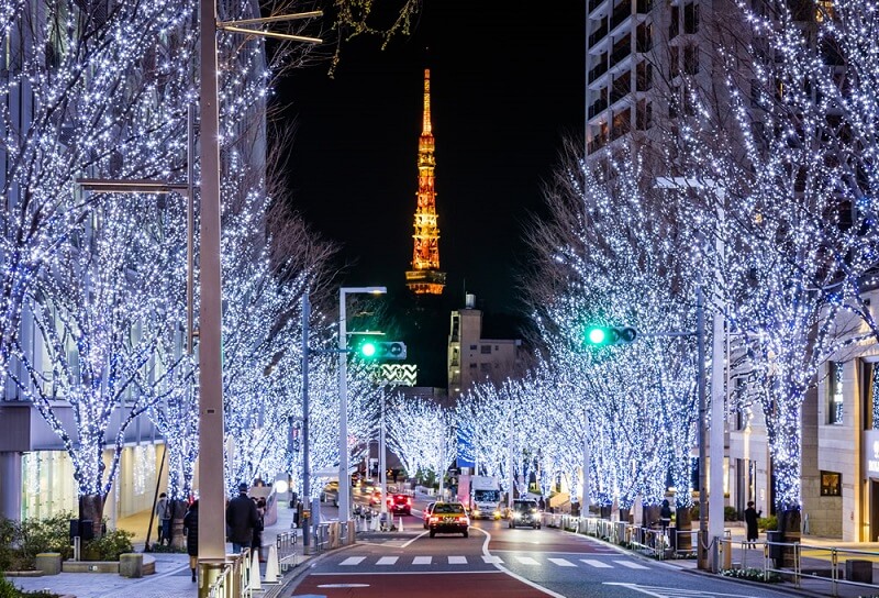 Рождественские огни в Японии