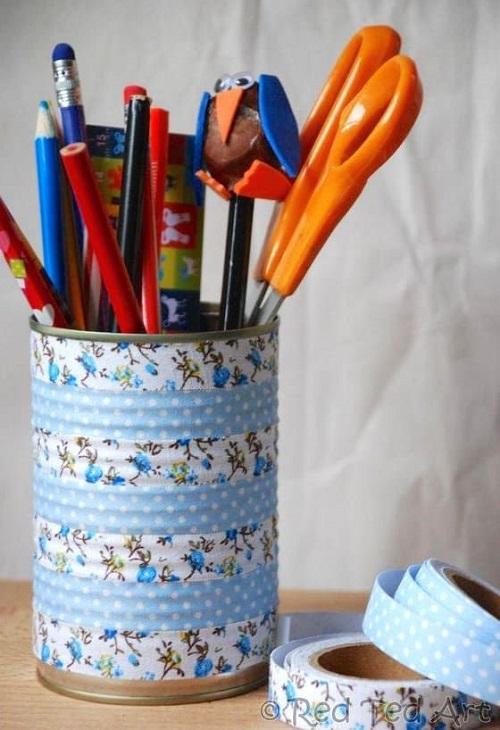 Cute Art Supplies with pens, pencils, scissors and washi tape